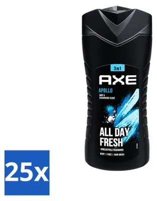 Produktbild von 25 x Axe 3-in-1 Duschgel Apollo mit Salbei und Zedernholz 400 ml - Vorteilspackung - 25 Stücke