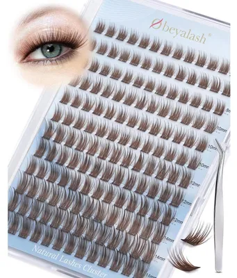 Produktbild von Wimperncluster Braun C Curl 156 Stück Einzelwimpern 8-14mm für DIY mit Pinzette