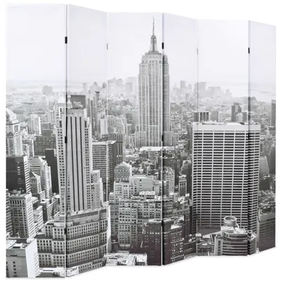 Produktbild von vidaXL Raumteiler klappbar 228 x 170 cm New York bei Tag Schwarz-Weiß