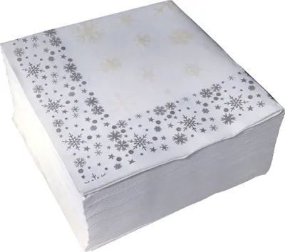 Produktbild von 50 Servietten Weihnachten Airlaid 40x40cm weiß mit Schneeflocken-Motiv