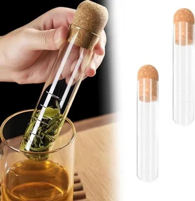 Obrázok produktu pre Sklenené nádoby na čaj s korkovým uzáverom, 2 ks