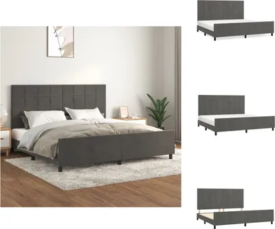 Produktbild von vidaXL Bettgestell mit Kopfteil Dunkelgrau 200x200 cm Samt -  Betten & Bettgestelle