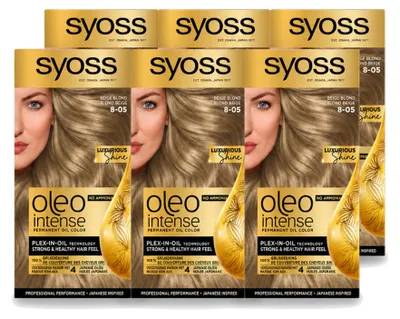 Image de 6 x SYOSS Oleo Intense 8-05 Blond Beige - Coloration permanente pour cheveux sans ammoniaque - Pack avantageux - 6 pièces