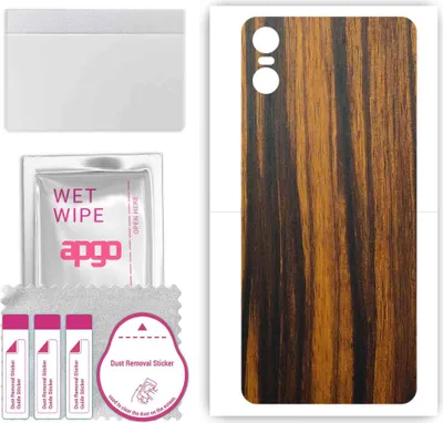 Produktbild von apgo Rückseite Schutzfolie, Skin, kompatibel mit Motorola One (P30 Play), Hinten Displayschutzfolie aus Vinylfolie, kratzfest, einfache Montage - Tigerwood