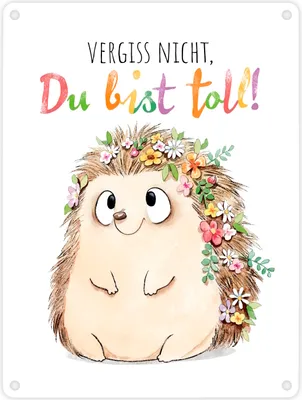 Produktbild von Igel Metallschild in 15x20 cm mit Spruch Vergiss nicht Du bist toll