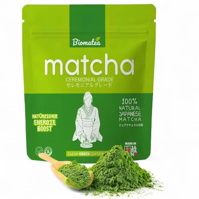 Produktbild von Biomatea Matcha MOEGI – 50g Japanischer Matcha Tee – Ceremonial Grade Zeremonienqualität aus Kagoshima – 100% Natur & Vegan