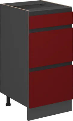 Produktbild von Küchenunterschrank Vicco R-Line Rot 40 cm J-Shape, mit Schubladen, ohne Arbeitsplatte, Model 39765
