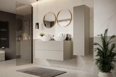 Zdjęcie produktu dla SŁUPEK ŁAZIENKOWY WISZĄCY SZAFKA 140 cm KASZMIR RYFLOWANY FRONT NOWOCZESNY