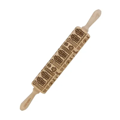 Produktbild von Goody Woody gravierter Kuchenroller 46 cm Buchenholz skandinavischer Stil