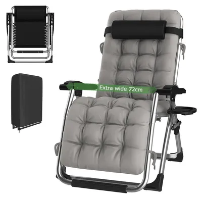 Produktbild von Klappbare Liegestuhl mit verstellbarer Rückenlehne und abnehmbarem Kissen, bis 200 kg belastbar, 72 cm breit