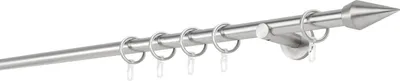 Produktbild von Gardinenstange auf Maß 20mm Kegel 1-lauf Wandträger 6,5cm Farbe: Edelstahl-Optik, Größe: 280cm