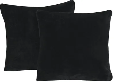 Produktbild von 2er Pack Kissenbezug Kissenhülle Teddy Plüsch Uni kuschelig flauschig warm weich, Größe:40x40 cm, Farbe:schwarz