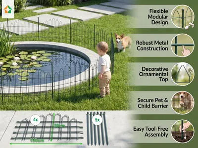 Zdjęcie produktu dla Zestaw 4 sztuk ogrodzenia Powertec Garden, ok. 1000 x 800 mm – zielony, 21FS05