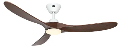 Image de Ventilateur de plafond à basse consommation avec éclairage LED et télécommande Eco Genuino-L 152 cm Blanc mat & Noyer