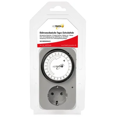 Immagine prodotto di Timer Heitech analogico 96 interruttori On Off Timer giornaliero24 ore.