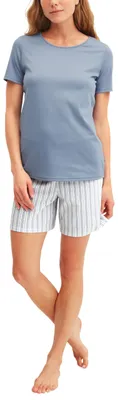 Produktbild von CALIDA Striped Dreams Kurz-Pyjama Damen Aura Blue 40-42