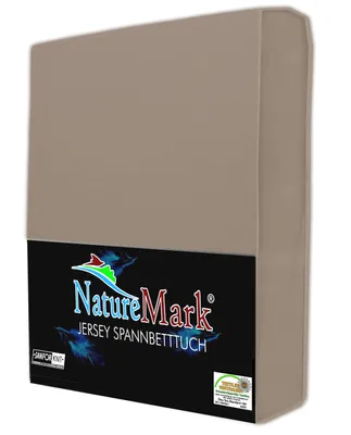 Produktbild von NatureMark Jersey Spannbettlaken, Spannbetttuch 100% Baumwolle in vielen Größen und Farben MARKENQUALITÄT Standard Sand-Beige 90 X 200 - 100 X 200 cm