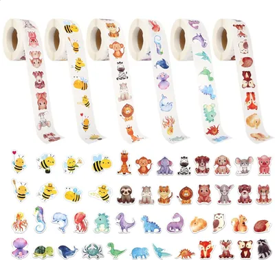 Zdjęcie produktu dla Zestaw naklejek z 3000 rysunkowymi zwierzątkami, samoprzylepnych, idealnych do scrapbookingu i rękodzieła