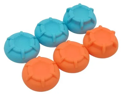 Produktbild von Für Nintendo Switch 2 Silikon 6 in 1 Joystick Schutz Kappen Set Orange / Blau