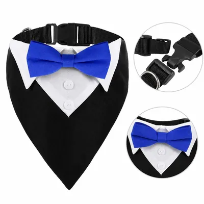 Produktbild von Hundehalsband mit Fliege, Hunde Halstuch Baumwolle, verstellbares Bandana für mittelgroße Hunde, Hochzeit Party Zubehör