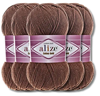 Zdjęcie produktu dla Alize 5x 100 g wełna Bawełna Gold, jednolita, szydełkowanie, dzierganie (Smoky Quartz | 493)