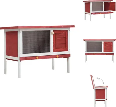 Produktbild von vidaXL Kaninchenstall 1 Ebene Rot Holz - Lebensräume & Gehege für Kleintiere