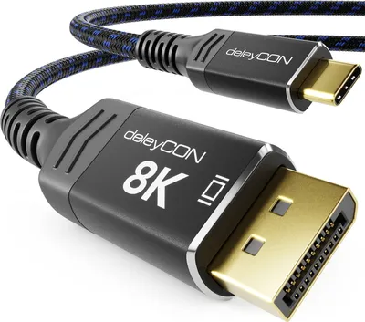 Produktbild von deleyCON 3,0m 8K USB-C auf DisplayPort Kabel für Monitor (8K@60Hz / 4K@120Hz) Adapter, Thunderbolt 3/4, für iPhone 17,16,15 Pro Max Air, MacBook, iPad Pro/Air, Galaxy S25 S24 S23, Notebook, Tablet
