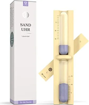Produktbild von LoWell® Sauna Sanduhr - Lavendel Saunauhr - Lila Sand Sauna Uhr - Ideales Sauna Zubehör - Aus natürlichem Eschenholz hochwertige Verarbeitung - Robust und Hitzebeständig - 15 min