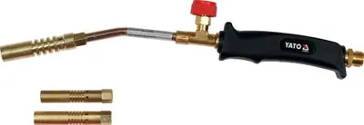 Produktbild von YATO Gasbrenner Lötbrenner Lötkolben Abflammgerät 4 kW, 360 mm, 3 Messingdüsen, stufenlose Flammenregulierung, Handbrenner + Zubehör