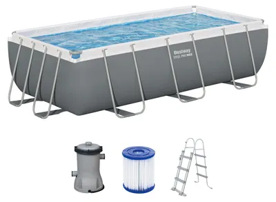 Produktbild von Bestway® Steel Pro MAX™ Frame Pool Set mit Filterpumpe 404 x 201 x 100 cm, grau, eckig
