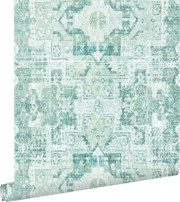 Zdjęcie produktu dla ESTAhome Tapeta orientalny dywan kilim popielatej miętowej zieleni 53 cm x 10.05 m
