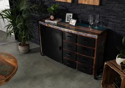 Produktbild von MASSIVMOEBEL24 Sideboard Altholz 143x43x90 mehrfarbig lackiert INDUSTRIAL #102