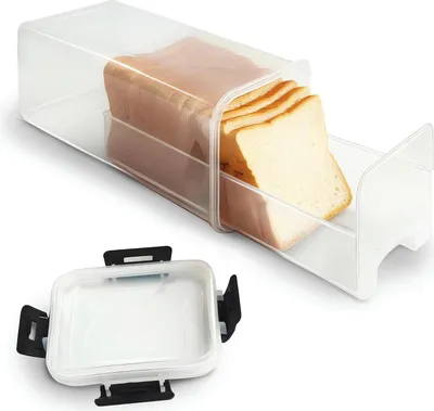 Produktbild von Brotkasten Brotaufbewahrungsbehälter Kunststoff | BPA-frei | Sandwichbrotspender luftdicht | Wiederverwendbar