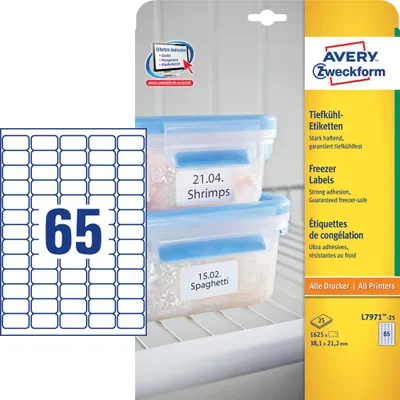 Image de Etiquettes de congélation AVERY Zweckform, 38,1 x 21,2 mm, blanches