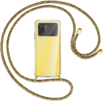 Produktbild von Handykette Backcover-Schutzhülle mit Band (Metall goldfarben) für Xiaomi Poco M4 Pro 4G - braun+beige