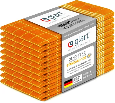 Produktbild von Glart 48YI2 Küchentücher 10er Set, 50x70 cm, 100% Baumwolle, gelb,