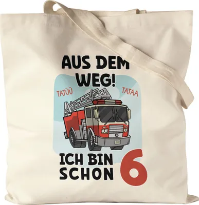 Produktbild von Aus Dem Weg Ich Bin Schon 6 Stoffbeutel Jutebeutel Canvas Happy Birthday 6. Geburtstag Alles Gute Jahre Feuerwehrmann Party Feier