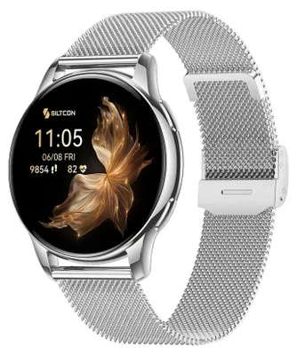 Produktbild von Siltcon® Auréa Smartwatch Damen & Herren Silber – AMOLED – Telefonfunktion – Schrittzähler – Herzfrequenz – 5 Armbänder