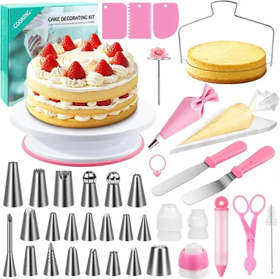 Produktbild von Torten zubehörset 61-teilig, drehbare Tortenplatte, Spritztüllen, zum Backen