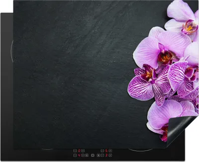 Produktbild von KitchenYeah© Herdabdeckplatte Orchidee - Blumen - Rosa - Flora , 65x52cm, Küche Deko, Glaskeramikkochfeld Herdabdeckung, Abdeckplatte fùr Kochfeld