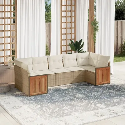 Produktbild von "2024"cloris 7-tlg. Garten-Sofagarnitur mit Kissen Beige Poly Rattan - Gartenmöbelgarnituren CHY54730891