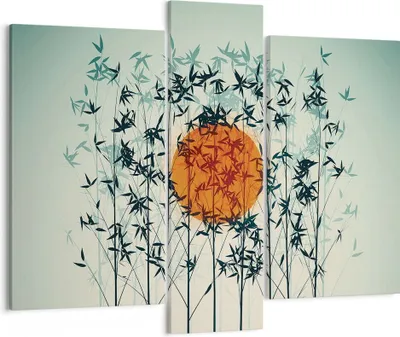 Produktbild von Bild auf Leinwand - Leinwandbild - 3 Teile - Westen Sonne Gras - 95x80cm - Wand Bild - Wanddeko - Wandbilder - Leinwanddruck - Bilder - Wanddekoration - Leinwand bilder - Wandbild - CB95x80-5104