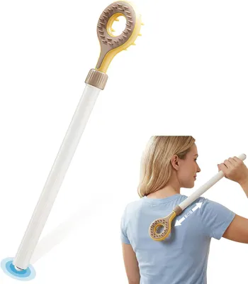 Produktbild von Rückenbürste, Teleskop-Rückenbürste, ausziehbar von 20 cm bis 68 cm, Edelstahl-Massagegerät für Zuhause, Reisen und Büro