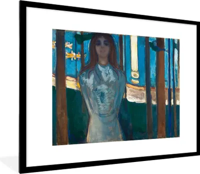 Produktbild von MuchoWow® MuchoWow® Gerahmtes Poster Sommernacht - Edvard Munch 80x60 cm - Poster mit zchwarzem Bilderrahmen - Schlafzimmer-Dekorationen - Fotoposter
