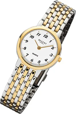 Produktbild von Regent Armbanduhr silber gold F-1048 Damen Analog-Quarzuhr URF1048