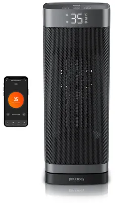 Productafbeelding van Brandson elektrische verwarming met Wi-Fi, keramische verwarming 1500/2000W, compact verwarmingsapparaat, energiezuinig, timer, oscillatie, afstandsbediening, ECO-modus, instelbaar van 10-35°C, LED-display, winnaar van een prijs in 2025