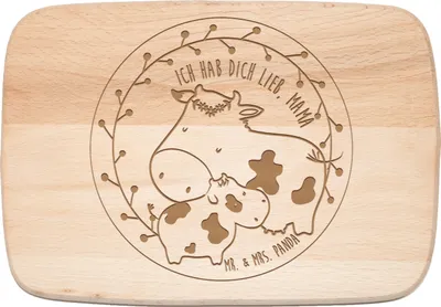 Produktbild von Mr. & Mrs. Panda Schneidebrett Kuh Mama - Transparent - Geschenk, Muttertag, Frühstücksbrettchen, schneidbrett, Mutter, Frühstücksbrett, Geburtstag, Familie, Weihnachten