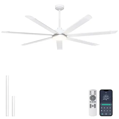 Imagen del producto de Ventilador de techo industrial - 183 cm (72 pulgadas) - Blanco - Luz LED regulable - Motor DC silencioso