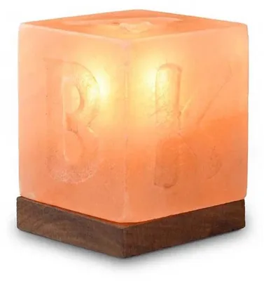 Himalaya Salt Dreams Salzlampe, ABC Kubus met Holz voet, 44141, Oranje, 10x10x12cm