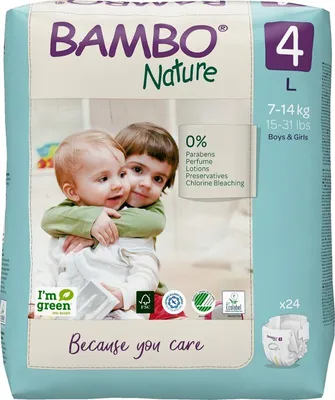 Produktbild von Bambo Nature 1000019254, Junge/Mädchen, Windel mit Klebeband, 7 kg, 14 kg, Weiß, Velcro